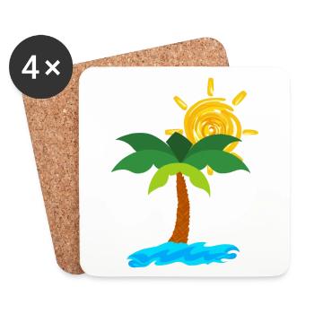 Palmiers sur la plage - Dessous de verre (lot de 4) - blanc - Devant