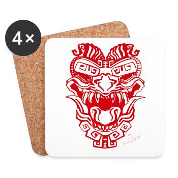 Masque rouge 2 - Dessous de verre (lot de 4) - blanc - Devant