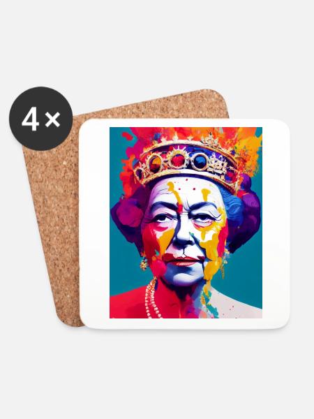 Queen Elizabeth Abstrakt Bunt - Untersetzer (4er-Set) - Weiß