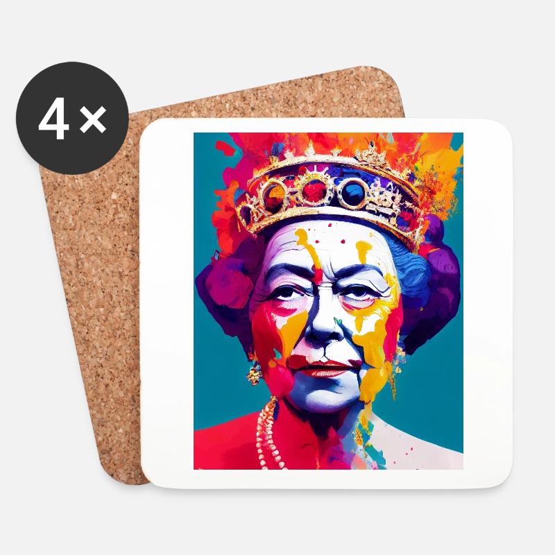 Queen Elizabeth Abstrakt Bunt - Untersetzer (4er-Set) - Weiß