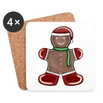 Gingerbread Man as Santa Claus - Coasters (set of 4) - white - Front