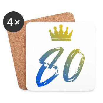 80 Zahl Krone - Untersetzer (4er-Set) - Weiß - Vorne