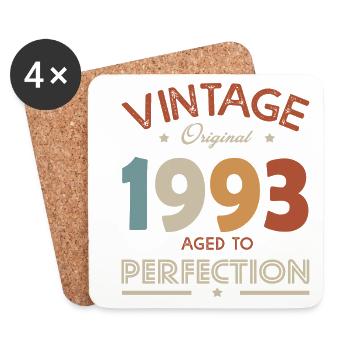 30 ans vintage cadeau humour Né en 1993 - Dessous de verre (lot de 4) - blanc - Devant