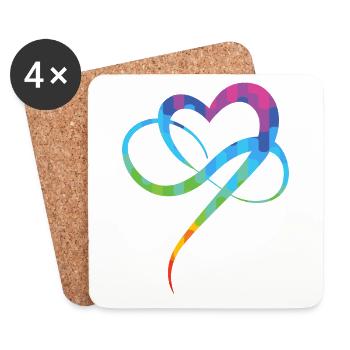 Poly Love Heart - Infinity Herz - Dessous de verre (lot de 4) - blanc - Devant