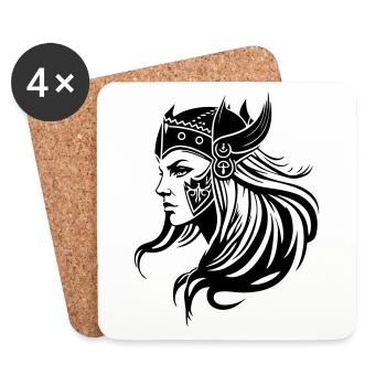 Viking Woman Warrior Viking - Coasters (set of 4) - white - Front