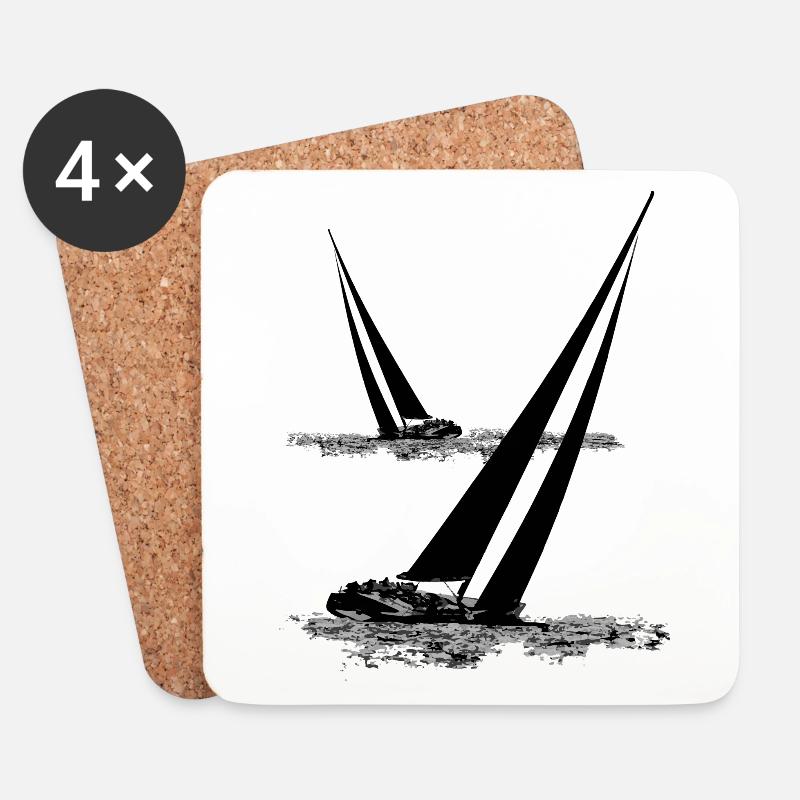 Schwarze Yachten - Untersetzer (4er-Set) - Weiß