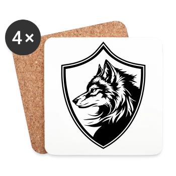 Silhouette des armoiries du loup - Dessous de verre (lot de 4) - blanc - Devant