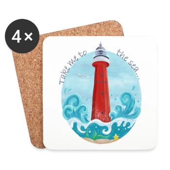 Lighthouse. Sea. Sea Holidays - Coasters (set of 4) - white - Front