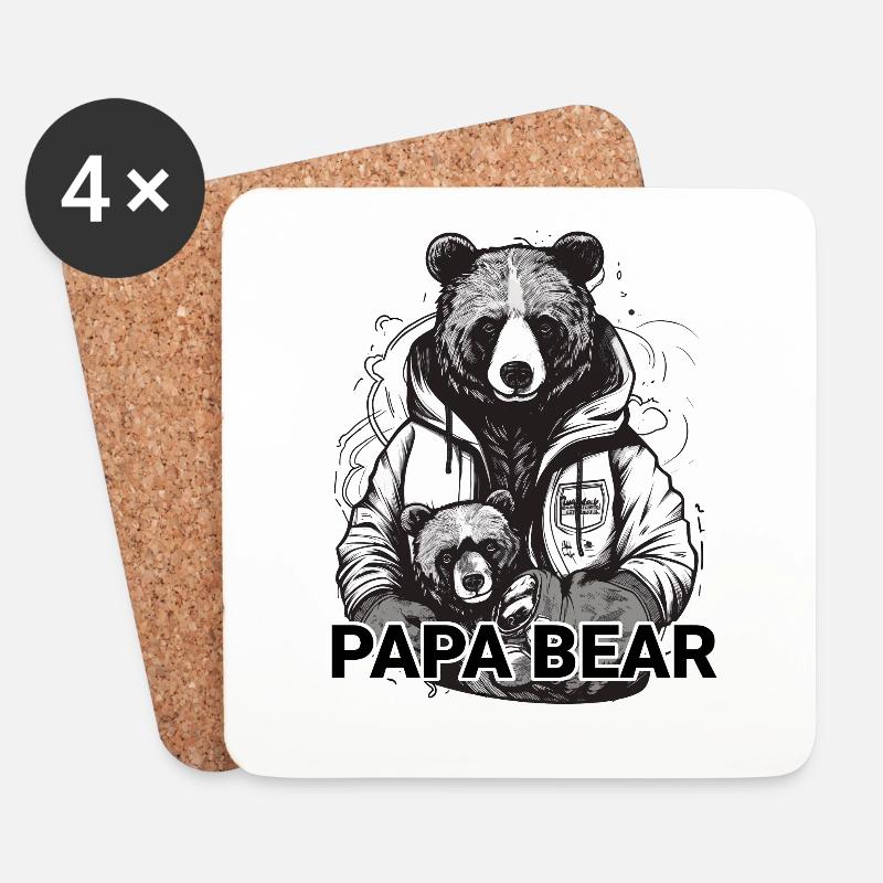 Papa Bear - Untersetzer (4er-Set) - Weiß