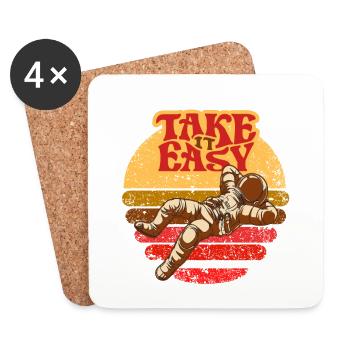 Take ist Easy Retro Astronaut chillt - Untersetzer (4er-Set) - Weiß - Vorne