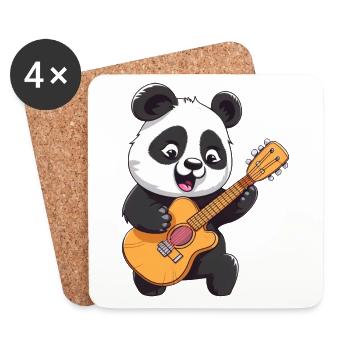 Panda Spielt Gitarre - Untersetzer (4er-Set) - Weiß - Vorne