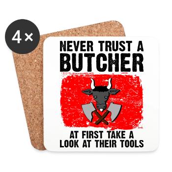 Never trust a Butcher - Coasters (set of 4) - white - Front