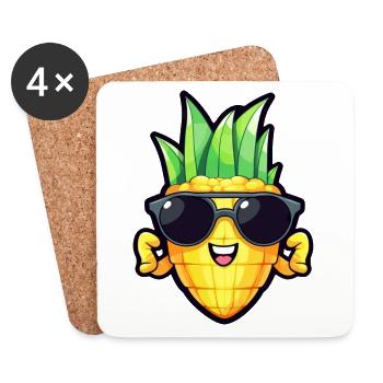 Cool corn - sunglasses and strong arms design - Coasters (set of 4) - white - Front