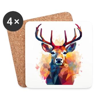 Deer head in low polygon style - Coasters (set of 4) - white - Front