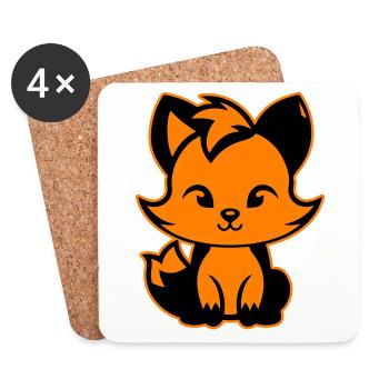 Fox Cute Cute Baby - Coasters (set of 4) - white - Front