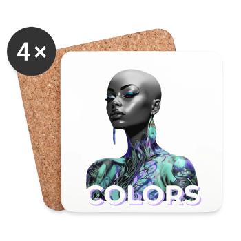FEMME NOIRE COLORÉE ART FUTURISTE - Dessous de verre (lot de 4) - blanc - Devant