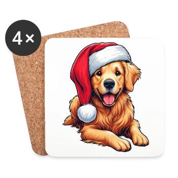 Golden Retriever Weihnachtsgeschenke - Untersetzer (4er-Set) - Weiß - Vorne