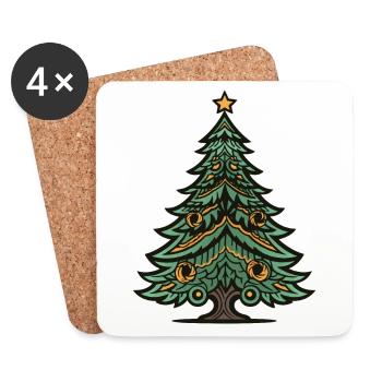 Arbre de Noël Noël - Dessous de verre (lot de 4) - blanc - Devant