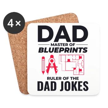 Architect : Master of Blueprints and Dad Jokes 📐 - Coasters (set of 4) - white - Front