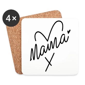 Mom Motif | Gift idea for Mother's Day - Coasters (set of 4) - white - Front