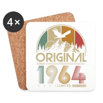 1964 Jahrgang geboren Vintage Geburtstag Geschenk - Untersetzer (4er-Set) - Weiß - Vorne
