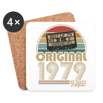 Original 1979 Vintage Vintage rétro anniversaire - Dessous de verre (lot de 4) - blanc - Devant