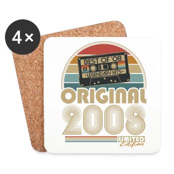 Original 2008 Vintage Vintage rétro anniversaire - Dessous de verre (lot de 4) - blanc - Devant