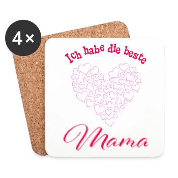 Muttertag - Ich habe die beste Mama -Aquarell Herz - Untersetzer (4er-Set) - Weiß - Vorne