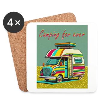 Camping forever - Coasters (set of 4) - white - Front