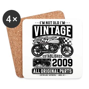 2009 Vintage Vintage Birthday Motorcycle - Coasters (set of 4) - white - Front
