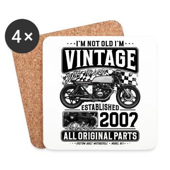 2007 Vintage Birthday Cafe Racer Motorcycle - Coasters (set of 4) - white - Front