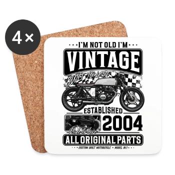 2004 Vintage Birthday Cafe Racer Motorcycle - Coasters (set of 4) - white - Front