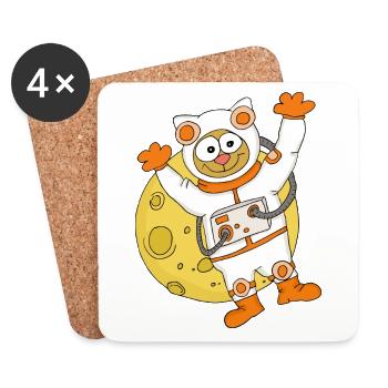 Astronaut Cat - Coasters (set of 4) - white - Front