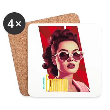 Femme Iconique - Dessous de verre (lot de 4) - blanc - Devant