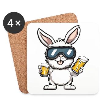 Hase Apres Ski Bier - Untersetzer (4er-Set) - Weiß - Vorne