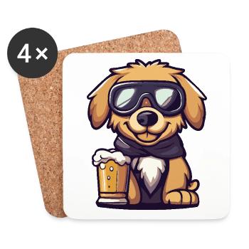 Golden Retriever Hund Apres Ski Bier Lustig - Untersetzer (4er-Set) - Weiß - Vorne