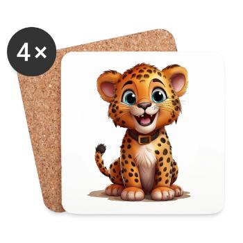 Niedlicher Leopard - Untersetzer (4er-Set) - Weiß - Vorne