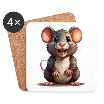 Rat ou souris - Dessous de verre (lot de 4) - blanc - Devant