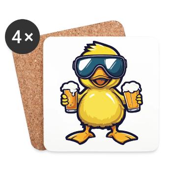 Ente Apres Ski Bier Comic - Untersetzer (4er-Set) - Weiß - Vorne