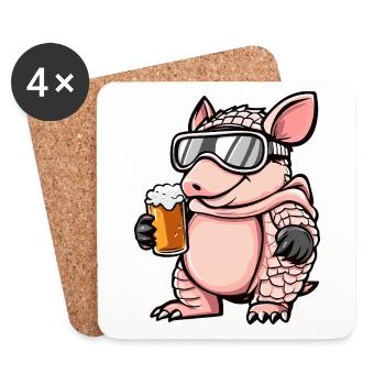 Armadillo Après-Ski Bière Bande dessinée - Dessous de verre (lot de 4) - blanc - Devant