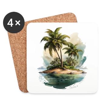 Eine einsame Insel mit Palmen - Untersetzer (4er-Set) - Weiß - Vorne