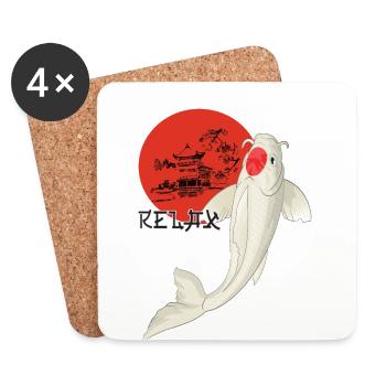 Relax Koi Carp Japan Garden Pond Showa - Coasters (set of 4) - white - Front
