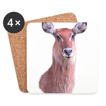 Waterbuck - Antilope - Faune en Afrique - Dessous de verre (lot de 4) - blanc - Devant