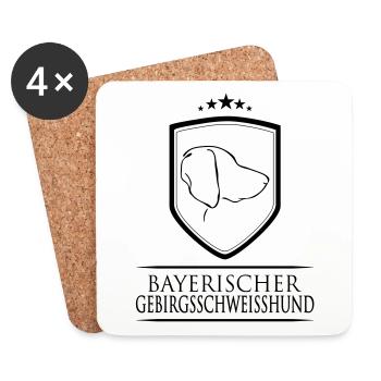 BAYERISCHER GEBIRGSSCHWEISSHUND WAPPEN - Untersetzer (4er-Set) - Weiß - Vorne