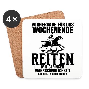 Wochenende Reiten Lustig Spruch Pferd Reiter Pony - Untersetzer (4er-Set) - Weiß - Vorne