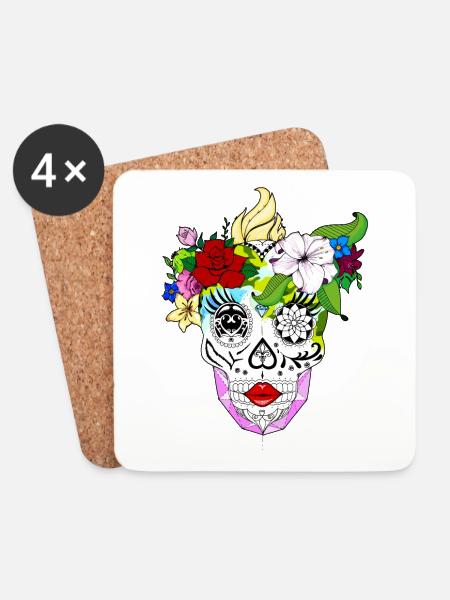 Mexican skull - Coasters (set of 4) - white