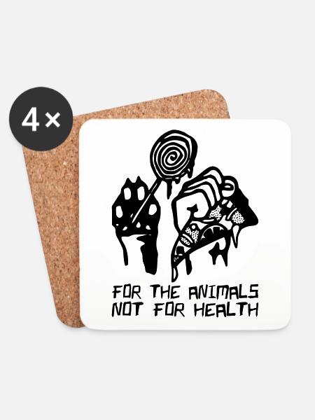 VEGAN For The Animals Not For Health - Untersetzer (4er-Set) - Weiß