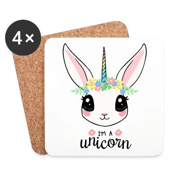 Unicorn Licorne Cheval Doux Lapin - Dessous de verre (lot de 4) - blanc - Devant