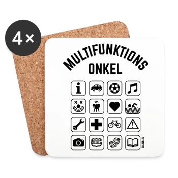 Multifunktions Onkel (16 Icons) - Untersetzer (4er-Set) - Weiß - Vorne