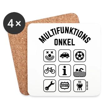Multifunktions Onkel (9 Icons) - Untersetzer (4er-Set) - Weiß - Vorne